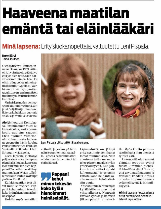 Haaveena maatilan emäntä tai eläinlääkäri